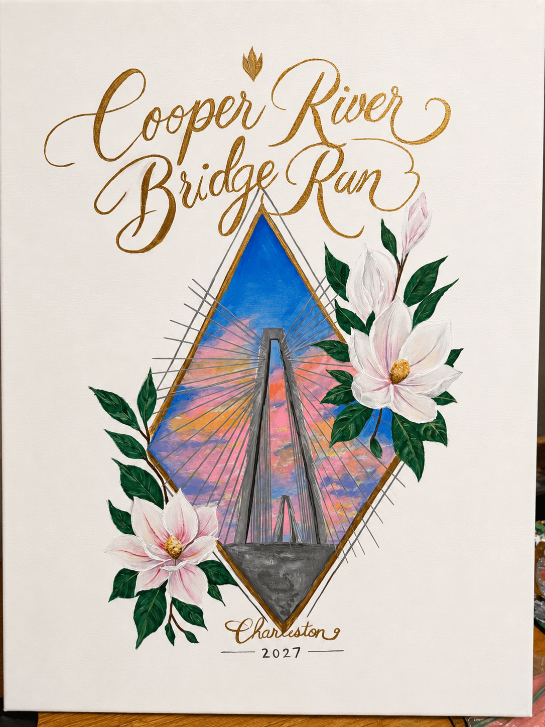 Cooper River Bridge Run — Collected Commission hand drawn design by Art with angel