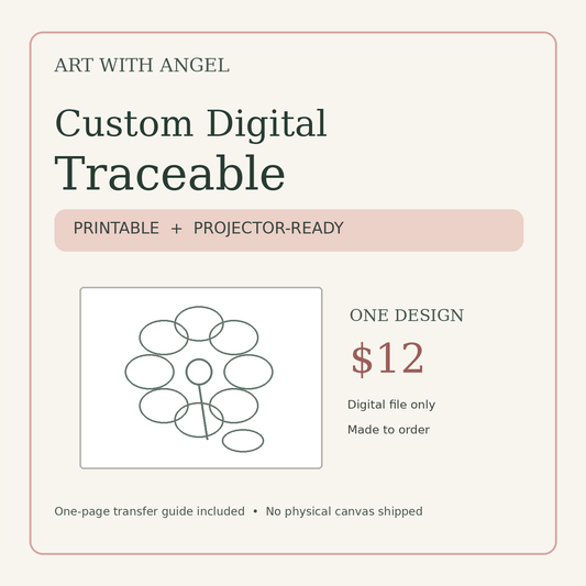 Custom Digital Traceable — Printable & Projector-Ready hand drawn design by Art with angel