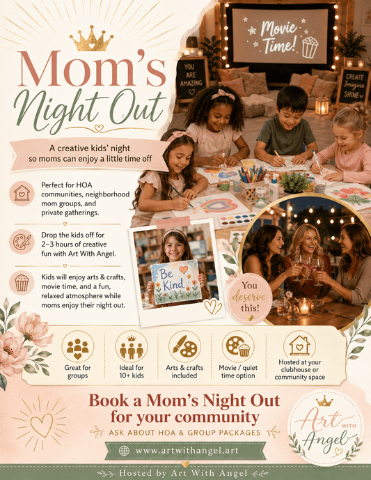 Mom’s Night Out hand drawn design by Art with angel