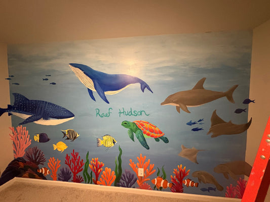 Ocean Life Mural — Collected Commission hand drawn design by Art with angel